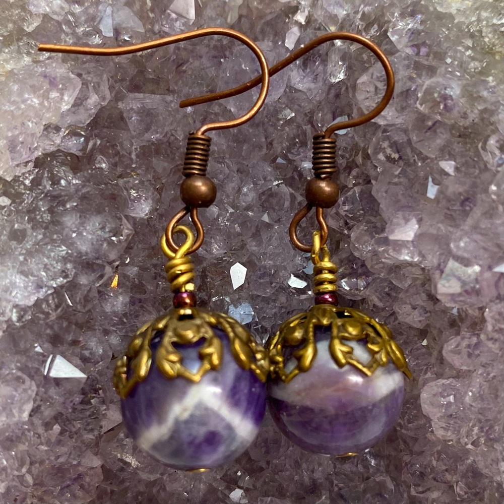 Chevron Amethyst Earrings